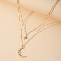 New Fashion Double-layer Star Moon Necklace sku image 2