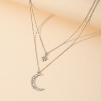 New Fashion Double-layer Star Moon Necklace sku image 1