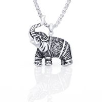 Simple Steel Elephant Pendant Necklace main image 3