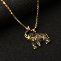 Collar Con Colgante De Elefante De Acero Simple main image 5