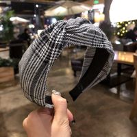 Fabric Houndstooth Wide Side Knotted Headband main image 5