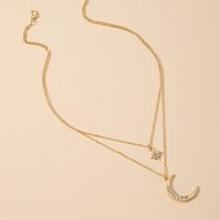 New Fashion Double-layer Star Moon Necklace main image 5