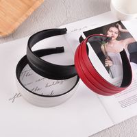 New Fold Pu Leather Solid Color Hair Band main image 6