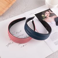 New Fold Pu Leather Solid Color Hair Band main image 3