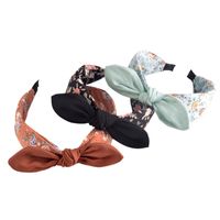 Korean Simple Floral Bowknot Rabbit Ears Headband main image 6