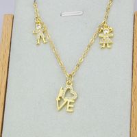 New Inlaid Zirconium Love Gold-plated Copper Necklace main image 1