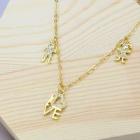 New Inlaid Zirconium Love Gold-plated Copper Necklace main image 3