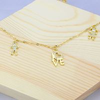 New Inlaid Zirconium Love Gold-plated Copper Necklace main image 4