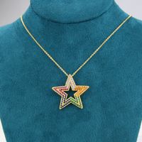 Full Diamond Five-pointed Star Copper Necklace main image 4