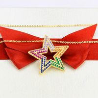 Full Diamond Five-pointed Star Copper Necklace main image 6