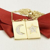 Collar Con Colgante De Estrella Y Luna De Circonio Bañado En Oro main image 5