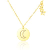 Collier Diamant Rond Brillant Étoile Et Lune main image 1