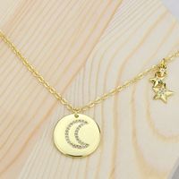 Star And Moon Glossy Round Diamond Necklace main image 3