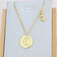 Star And Moon Glossy Round Diamond Necklace main image 6