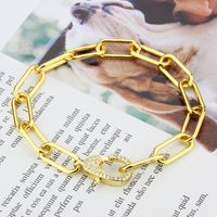 Simple Diamond Square Chain Copper Bracelet main image 2