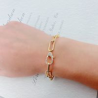 Simple Diamond Square Chain Copper Bracelet main image 4