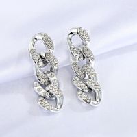 Korea Simple Diamond-studded Chain Earrings main image 5