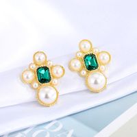 Fashion Retro Green Crystal Earrings main image 5