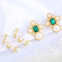 Fashion Retro Green Crystal Earrings main image 6