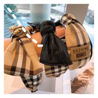 Retro Elegantes Bowknot Plaid Haarband main image 2