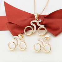 Simple Inlaid Zirconium Cycling Necklace Earrings Set main image 3