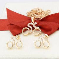 Simple Inlaid Zirconium Cycling Necklace Earrings Set main image 6