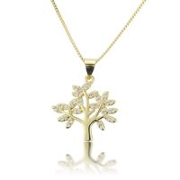 Fashion Zircon Tree Pendant Copper Necklace main image 1