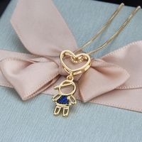 Simple Inlaid Zirconium Heart-shaped Boy And Girl Necklace main image 5