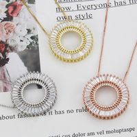 New Round Hollow Zirconium Inlaid Pendant Necklace main image 1