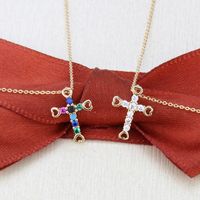 Colored Zircon Gold-plated Cross Necklace main image 4