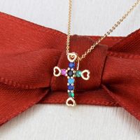Colored Zircon Gold-plated Cross Necklace main image 5