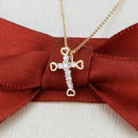 Colored Zircon Gold-plated Cross Necklace main image 6