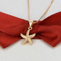 Simple Inlaid Zirconium Starfish Earrings Necklace Set main image 4