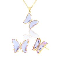 Simple Transparent Butterfly Earrings Necklace Set main image 2
