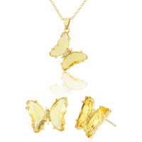 Simple Transparent Butterfly Earrings Necklace Set main image 6