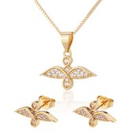 Simple Inlaid Zirconium Bird Necklace Earrings Set main image 1