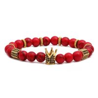 Red Turquoise Volcanic Stone Picture Beaded Bracelet sku image 2