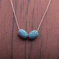 Simple Blue Volcanic Stone Necklace sku image 3