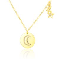 Star And Moon Glossy Round Diamond Necklace sku image 1