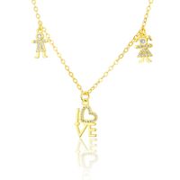 New Inlaid Zirconium Love Gold-plated Copper Necklace sku image 1