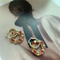 Retro Fashion Crystal Color Diamond Earrings sku image 1
