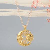 Korean Creative Copper Inlaid Zircon Metal Texture Sun Necklace sku image 1