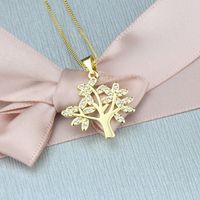 Fashion Zircon Tree Pendant Copper Necklace sku image 1