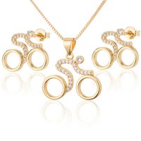 Simple Inlaid Zirconium Cycling Necklace Earrings Set sku image 1