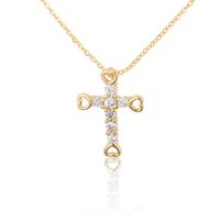 Colored Zircon Gold-plated Cross Necklace sku image 3