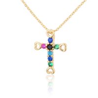 Colored Zircon Gold-plated Cross Necklace sku image 4
