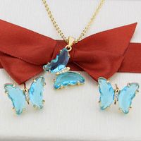 Simple Transparent Butterfly Earrings Necklace Set sku image 8
