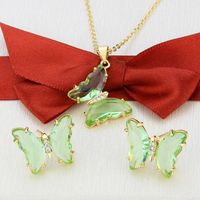 Simple Transparent Butterfly Earrings Necklace Set sku image 9