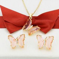 Simple Transparent Butterfly Earrings Necklace Set sku image 10