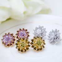 Zircon Flower Earrings Wholesale main image 3